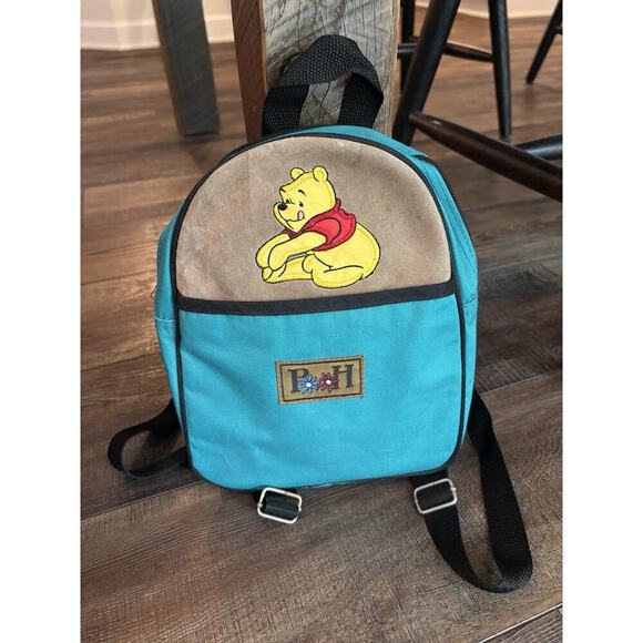Vintage Small Winnie The Pooh School Backpack Teal 90's Classic - Picture 2 of 7